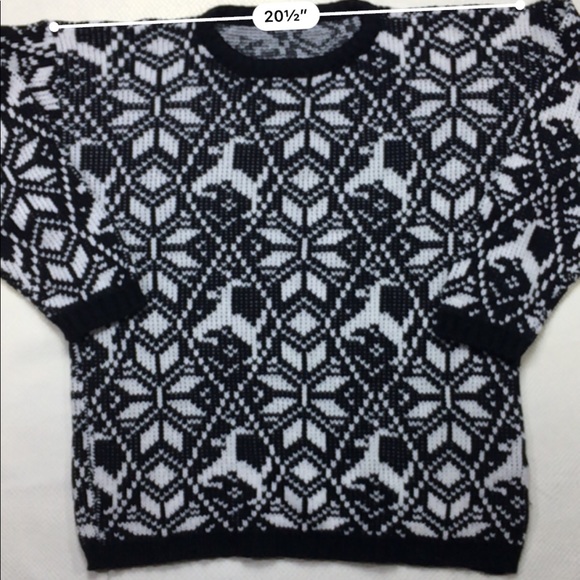 Vintage Christmas Sweater Black White Knit Medium - Picture 5 of 8